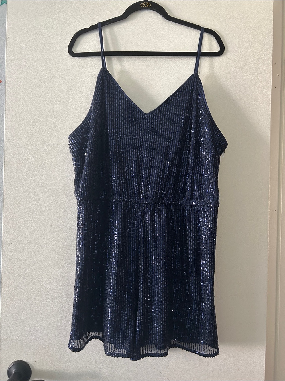 Eilly Bazar Navy Sequin One-Piece Romper